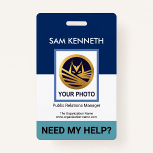 Simple White Blue Layers Template HR Badge