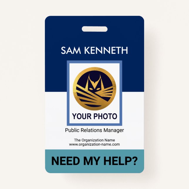 Simple White Blue Layers Template HR Badge (Front)