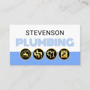 Simple White Blue Water Plumber Business Card