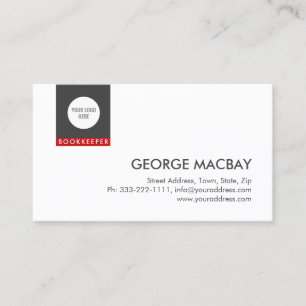 Simple White Bookkeeper Financial Advisor Business Card