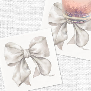 Simple White Bow Baby Shower Napkin