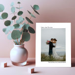 Simple White BUDGET Wedding Photo Thank You Card<br><div class="desc">These beautiful thank you cards are simple, modern, and minimalist, as well as being budget friendly and affordable. They feature a clean contemporary black and white design with your photo on the front captioned with your names and the words: Love and Thanks. Choose Semi-Gloss paper for a light cardstock, and...</div>