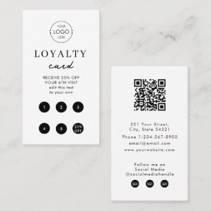 Simple White Business Logo QR Code Loyalty  Business Card