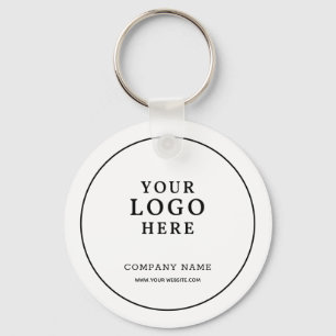 Simple White Business Logo Qr Code Promotional   Keychain