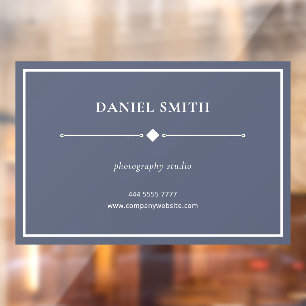 Simple White Business Office Frame on Dusty Blue Window Cling