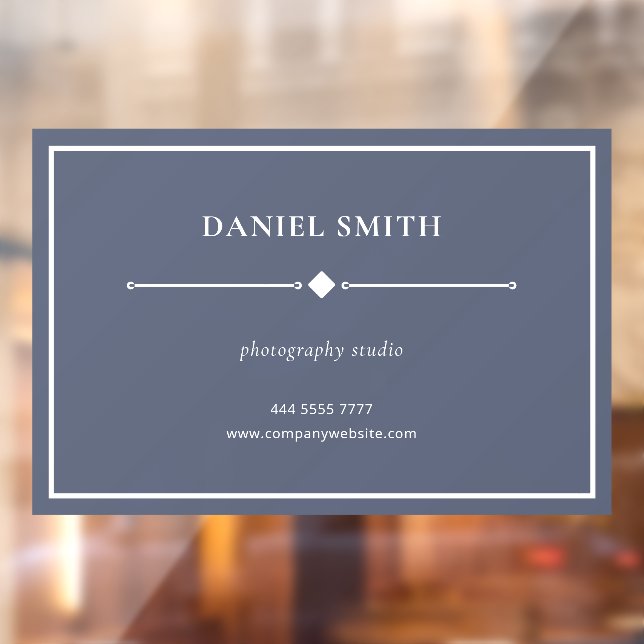 Simple White Business Office Frame on Dusty Blue Window Cling (Sheet 2)