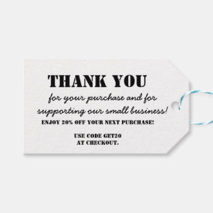 Simple White Business Thank You For Order Insert  Gift Tags