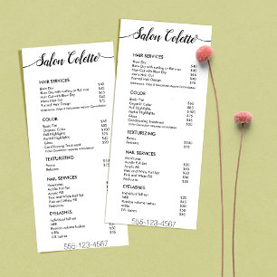 Simple White Calligraphy Salon Service Menu