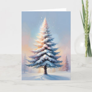 Simple White Christmas Pine Tree on a Sunny Day Holiday Card