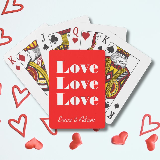 Simple White Clean 3 x Love  | Neon Red Playing Cards (Creator Uploaded)