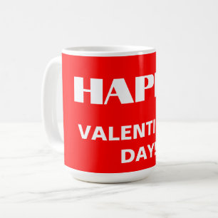 Simple White Clean Happy Valentines Day Neon Red Coffee Mug