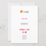 Simple White Corporate Invitation<br><div class="desc">This template allows adding text,  logo and change colours.</div>