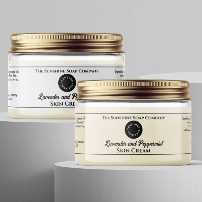 Simple White Cosmetics Jar Label w Logo 1.25 x 6.5 (Creator Uploaded)