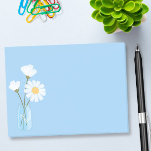 Simple White Daisies Mason Jar Hearts Bouquet Post-it Notes