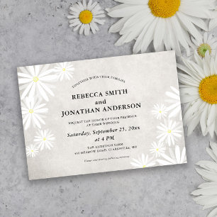 Simple White Daisies Rustic Boho Wedding Invitation