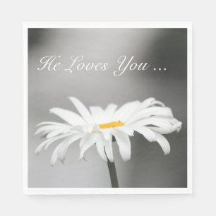 Simple White Daisy Flower Napkin