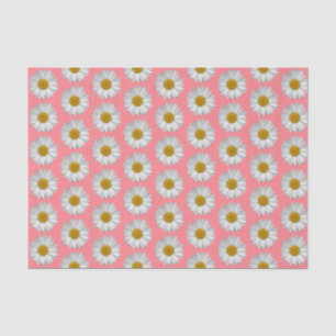 Simple White Daisy Flower Pattern Blush Pink Tissue Paper