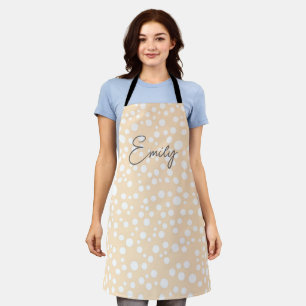 Simple white dotted pattern on peach background apron