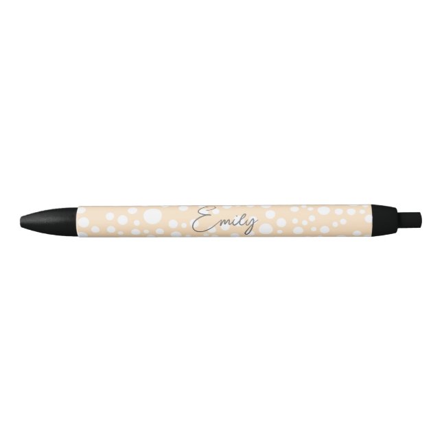 Simple white dotted pattern on peach background black ink pen (Front)