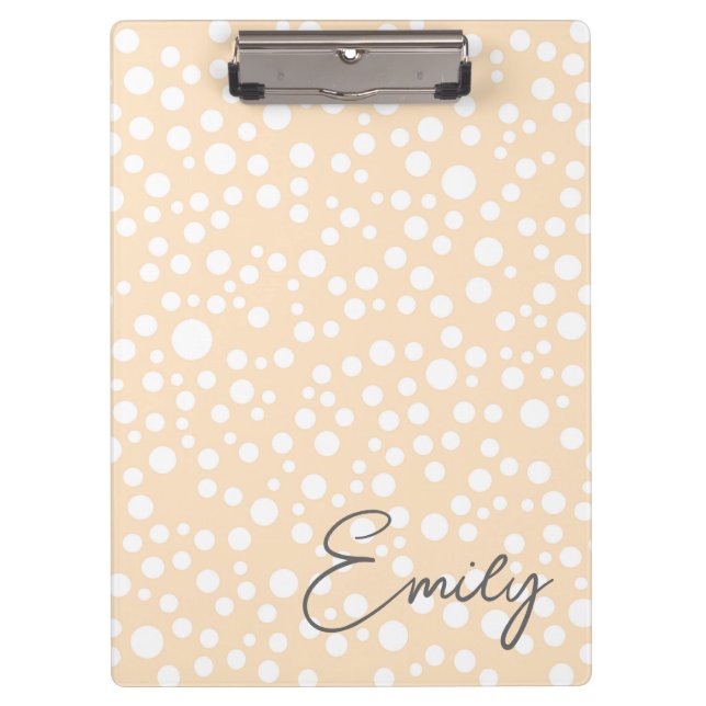 Simple white dotted pattern on peach background clipboard (Front)