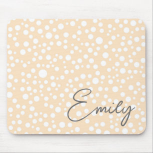 Simple white dotted pattern on peach background mouse pad