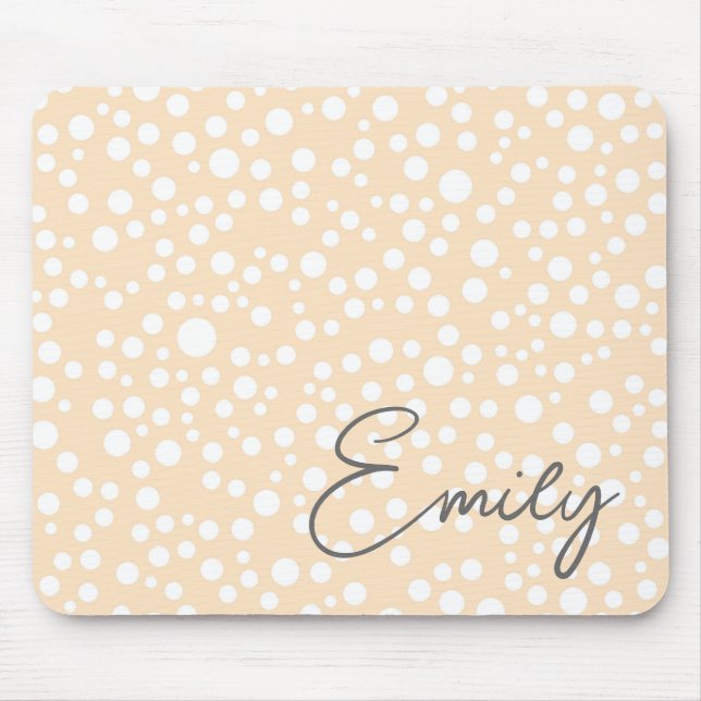 Simple white dotted pattern on peach background mouse pad (Front)