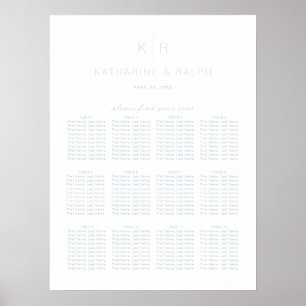 Simple White Dusty Blue Wedding Seating Chart