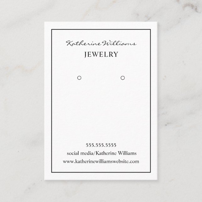 Simple White  Earring Display Card (Front)
