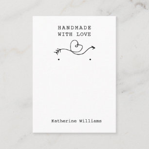 Simple White Earring Display    Handmade with Love Business Card