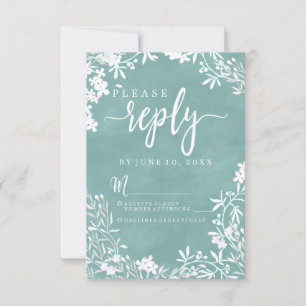 Simple White Floral Any Colour Wedding Reply RSVP Card