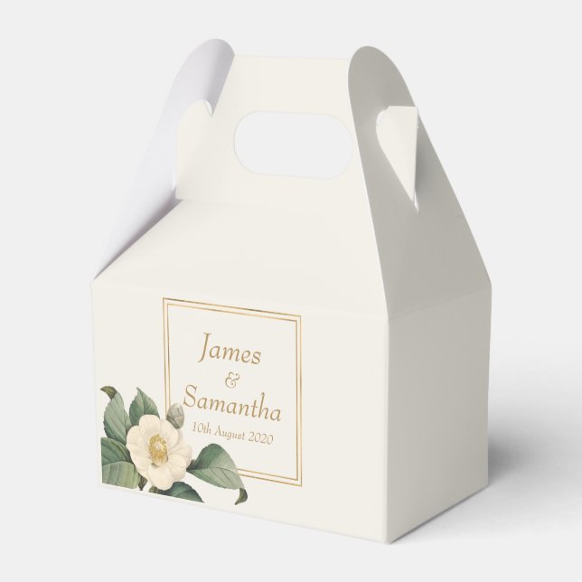Simple White Floral Illustration | Wedding Favor Box (Front Side)