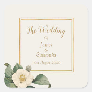 Simple White Floral Wedding Envelope Seal