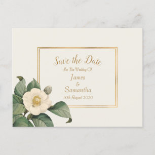 Simple White Floral   Wedding Save The Date Announcement Postcard