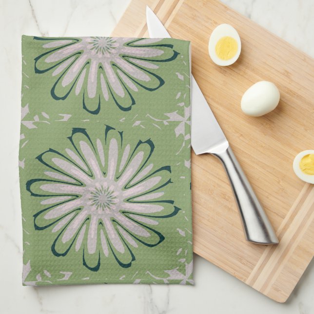 Simple White Flower Kitchen Towel (Quarter Fold)