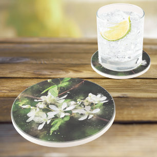 Simple White Flower Watercolor Coaster