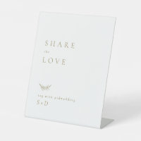 Simple White Gold Instagram Hashtag Wedding Sign