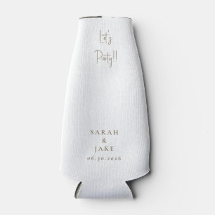 Simple White & Gold Let's Party!! Custom Wedding Bottle Cooler