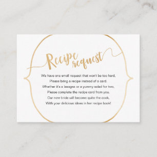 Simple White Gold Recipe Request Enclosure Card