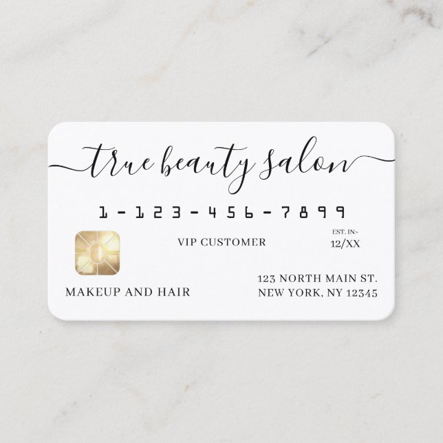 Simple White Gold Signature Script Credit Card (Front)