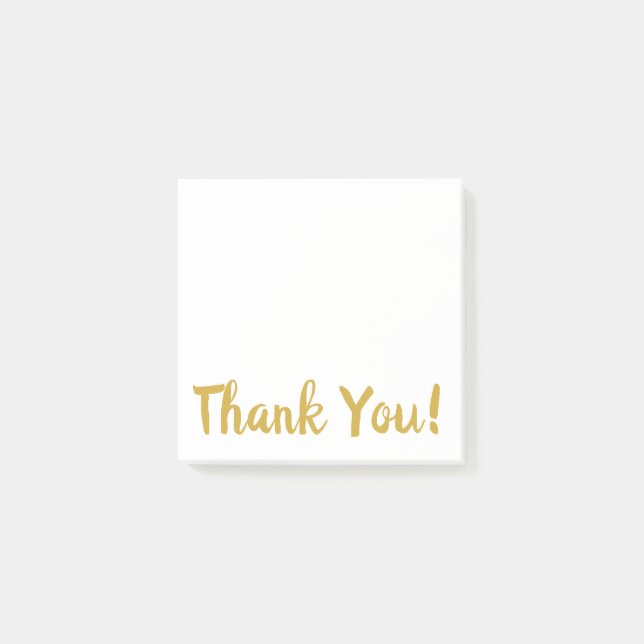 Simple White & Gold Thank You Post-it Notes (Front)