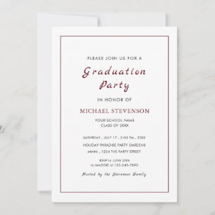 Simple White Graduation Party Invitation Customize