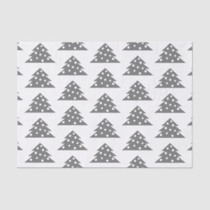 Simple White Grey Christmas tree Patten Holiday Tissue Paper