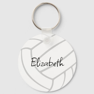 simple white grey custom name volleyball sports keychain