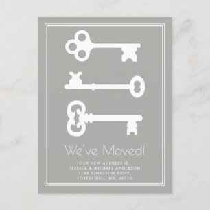 Simple White Grey Minimal Key Moving Announcement