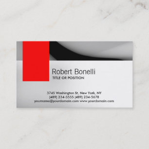 Simple White Grey Red Plain Modern Business Card