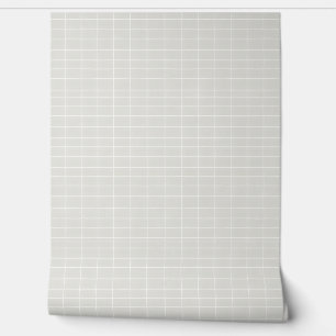 Simple White Grid Pattern on Light Grey Wallpaper