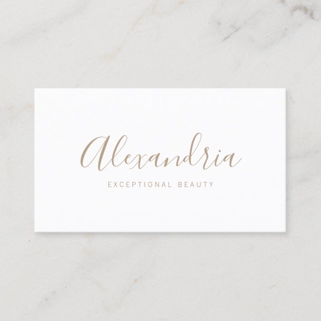 Simple White Handwritten Script Calligraphy Business Card (Front)