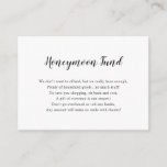 Simple white Honeymoon Fund Enclosure Card<br><div class="desc">Economical pack of honeymoon fund request cards perfect to enclose with bridal shower invitations as well as wedding invitations.  The background colour can be changed by clicking "customize".  Please feel free to contact the designer for special requests at info@lemontreecards.com</div>