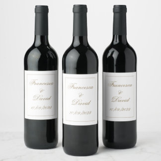 Simple White Labels Wine Wedding