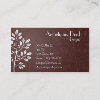 Simple White Leaves Business Card